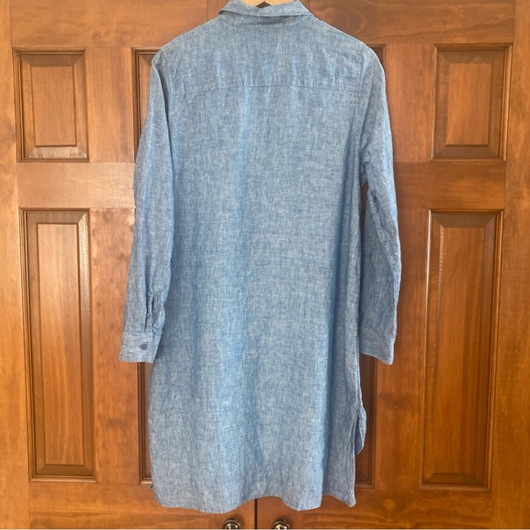 Soft Surroundings Blue 100% linen button front shirt dress women’s XL - Picture 2 of 5